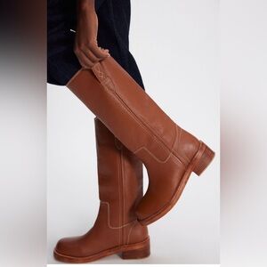Free People Vintage Tan Leather Over the Knee Boots